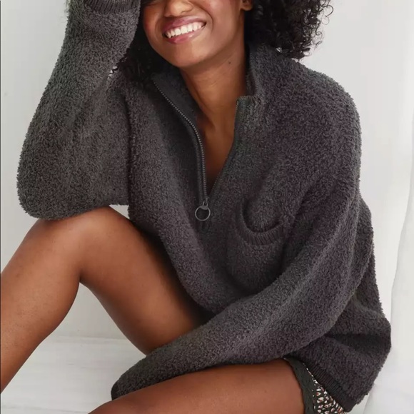 aerie Sweaters - Aerie Sherpa Quarter Zip Sweater